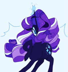 Size: 1187x1255 | Tagged: safe, artist:mewnikitty, nightmare rarity, pony, glowing horn, horn, solo