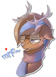 Size: 377x512 | Tagged: safe, artist:telegram, oc, oc only, deer, blushing, horns, simple background, solo, sticker, telegram sticker, text, transparent background