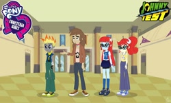 Size: 1280x768 | Tagged: safe, artist:lumi-infinite64, human, equestria girls, alternate universe, clothes, crossover, dukey, female, hairclip, humanized, johnny test, male, mary test, new outfit, ponytail, scarf, susan test