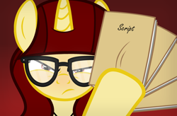 Size: 2538x1661 | Tagged: safe, artist:darbypop1, oc, oc:aria, pony, unicorn, female, glasses, mare, solo