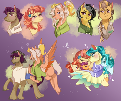 Size: 1800x1500 | Tagged: safe, artist:bunnari, aunt holiday, auntie lofty, daring do, lighthoof, mane allgood, scootaloo, shimmy shake, snap shutter, oc, oc:park ranger, earth pony, pegasus, pony, aunt and niece, brother and sister, female, husband and wife, male, scootalove, siblings, wife and wife