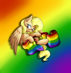 Size: 916x934 | Tagged: safe, artist:alazak, oc, oc only, oc:autumn breeze, pegasus, gay pride flag, pride, pride flag, solo