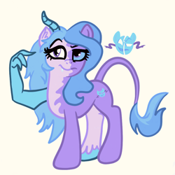 Size: 2100x2100 | Tagged: safe, artist:sjart117, oc, oc only, oc:dissocia, draconequus, original species, pony, composite, female, not a hybrid, smiling, solo, split personality, unamused