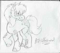 Size: 960x852 | Tagged: safe, oc, oc only, oc:warhawk, horse, black and white, grayscale, inanimate object, monochrome, solo, toy, traditional art