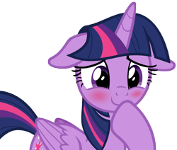 Size: 8030x6825 | Tagged: safe, artist:andoanimalia, twilight sparkle, twilight sparkle (alicorn), alicorn, pony, spoiler:cakes for the memories, spoiler:mlp friendship is forever, adorkable, blushing, cakes for the memories, cute, female, floppy ears, mare, simple background, smiling, solo, too cute, transparent background, twiabetes, vector