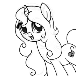 Size: 800x800 | Tagged: safe, artist:nimaru, oc, oc:heartsong, pony, unicorn, female, mare, monochrome, solo