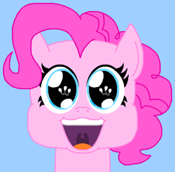 Size: 661x653 | Tagged: safe, artist:logan jones, derpibooru import, pinkie pie, earth pony, pony, big eyes, bust, cute, cutie mark in eye, happy, open mouth, smiling, wingding eyes