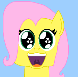 Size: 661x653 | Tagged: safe, artist:logan jones, derpibooru import, fluttershy, pegasus, pony, big eyes, bust, cute, cutie mark in eye, happy, open mouth, smiling, wingding eyes