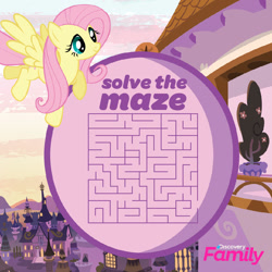 Size: 1000x1000 | Tagged: safe, derpibooru import, fluttershy, pegasus, pony, discovery family logo, female, mare, maze, solo