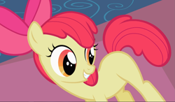 Size: 1605x939 | Tagged: safe, screencap, apple bloom, earth pony, the cutie pox, blank flank, cropped, smiling, solo