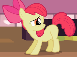 Size: 1260x935 | Tagged: safe, screencap, apple bloom, earth pony, the cutie pox, blank flank, cropped, sad, solo