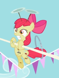 Size: 335x443 | Tagged: safe, screencap, apple bloom, the cutie pox, balancing, bipedal, cropped, cutie pox, loop-de-hoop, solo, spinning plates