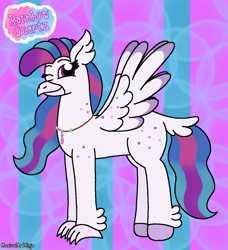 Size: 1096x1200 | Tagged: safe, artist:musicalartninja, oc, oc only, oc:rainbow quartz, hybrid, auraverse, interspecies offspring, magical lesbian spawn, offspring, parent:princess celestia, parent:queen novo, parents:novolestia