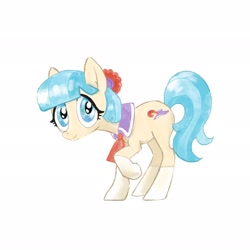 Size: 2048x2048 | Tagged: safe, artist:pfeffaroo, coco pommel, earth pony, pony, clothes, hair accessory, necktie, socks, solo