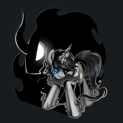 Size: 1000x1000 | Tagged: safe, artist:goodmode, pony of shadows, oc, oc:greyline, unicorn, dark magic, magic, shadow, smoke