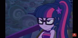 Size: 2960x1440 | Tagged: safe, screencap, sci-twi, twilight sparkle, better together, equestria girls, spring breakdown, angry, sci-twi is not amused, sleeveless, upscaled, youtube