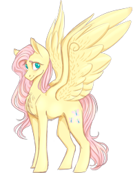 Size: 2000x2592 | Tagged: safe, artist:sychia, derpibooru import, fluttershy, pegasus, pony, digital art, female, mare, simple background, smiling, solo, spread wings, transparent background, wings