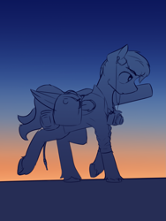 Size: 1689x2252 | Tagged: safe, artist:toanderic, oc, oc only, oc:toanderic, pegasus, bag, cable, camera, colored sketch, earbuds, guitar, musical instrument, saddle bag, sketch, solo, walking
