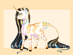 Size: 2500x1894 | Tagged: safe, artist:gigason, oc, oc only, hybrid, zony, curved horn, female, horn, leonine tail, magical lesbian spawn, mare, offspring, parent:princess celestia, parent:zecora, parents:celesticora, solo, zony oc