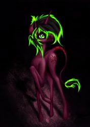 Size: 2480x3508 | Tagged: safe, artist:techwingidustries, oc, unicorn, commission, cutie mark, glowing hair, green eyes, solo, surprised