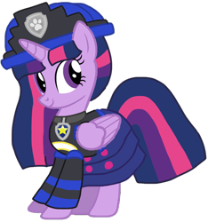 Size: 994x1064 | Tagged: safe, artist:徐詩珮, twilight sparkle, twilight sparkle (alicorn), alicorn, series:sprglitemplight diary, series:sprglitemplight life jacket days, series:springshadowdrops diary, series:springshadowdrops life jacket days, alternate universe, base used, chase (paw patrol), clothes, female, paw patrol, simple background, transparent background, ultimate rescue