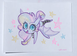 Size: 1200x885 | Tagged: safe, artist:dawnfire, oc, oc only, oc:spectral prism, bat pony, pony, commission, solo, traditional art