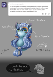 Size: 500x718 | Tagged: safe, artist:satine-pony, oc, oc:thauma disk, pony, ask thaumaturge pony, bust, female, mare, portrait, solo