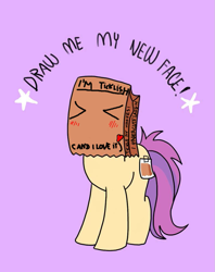 Size: 795x1005 | Tagged: safe, oc, oc:paper bag, cute, draw me my new face, exploitable meme, imminent tickles, meme