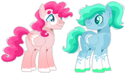 Size: 698x409 | Tagged: safe, artist:kurosawakuro, artist:selenaede, oc, oc only, pegasus, pony, base used, colored pupils, duo, half-siblings, looking at each other, magical lesbian spawn, male, offspring, parent:fluttershy, parent:pinkie pie, parent:rainbow dash, parents:flutterdash, parents:pinkiedash, simple background, smiling, stallion, transparent background