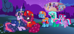 Size: 2340x1080 | Tagged: safe, artist:徐詩珮, fizzlepop berrytwist, glitter drops, princess twilight 2.0, spring rain, tempest shadow, twilight sparkle, twilight sparkle (alicorn), oc, oc:bubble sparkle, alicorn, series:sprglitemplight diary, series:sprglitemplight life jacket days, series:springshadowdrops diary, series:springshadowdrops life jacket days, the last problem, alicornified, alternate universe, bisexual, broken horn, bubbleverse, chase (paw patrol), clothes, crying, cute, female, glitterbetes, glittercorn, glitterlight, glittershadow, horn, lesbian, lifeguard, lifeguard spring rain, magical lesbian spawn, magical threesome spawn, marshall (paw patrol), mother and child, mother and daughter, multiple parents, next generation, offspring, older, older glitter drops, older spring rain, older tempest shadow, older twilight, parent and child, parent:glitter drops, parent:spring rain, parent:tempest shadow, parent:twilight sparkle, parents:glittershadow, parents:sprglitemplight, parents:springdrops, parents:springshadow, parents:springshadowdrops, paw patrol, polyamory, race swap, shipping, skye (paw patrol), sprglitemplight, springbetes, springcorn, springdrops, springlight, springshadow, springshadowdrops, tears of joy, tempestbetes, tempesticorn, tempestlight, ultimate twilight, zuma (paw patrol)