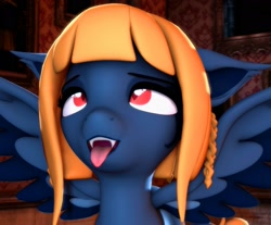 Size: 2124x1758 | Tagged: safe, artist:alcohors, oc, pegasus, pony, 3d, ahegao, eyes rolling back, fangs, female, open mouth, pegasus oc, solo, tongue out, wings