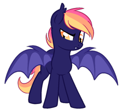 Size: 838x744 | Tagged: safe, artist:rubyg242, oc, oc:ambrosia atlas, bat pony, pony, magical lesbian spawn, male, offspring, parent:applejack, parent:rainbow dash, parents:appledash, simple background, solo, stallion, transparent background