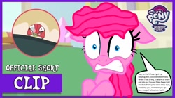 Size: 1280x720 | Tagged: safe, derpibooru import, edit, edited screencap, screencap, pinkie pie, earth pony, insect, ladybug, pony, starlight the hypnotist, spoiler:interseason shorts, base used, coccinellidaephobia, fake, faker than a three dollar bill, floppy ears, implied zalgo pagie, pinkie hates ladybugs, recolor, role reversal, scared, shocked, speech bubble, text, thumbnail, trypophobia, twilight hates ladybugs