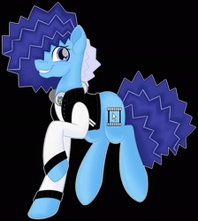 Size: 1834x2048 | Tagged: safe, artist:missmele-madness, oc, oc:brushie brusha, earth pony, pony, 80s, 80s hair, blue mane, clothes, cute, cutie mark, ears, full body, happy, headphones, jacket, smiley face, smiling, vector