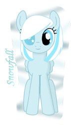 Size: 666x1168 | Tagged: safe, artist:invader-zil, oc, oc only, oc:snowfall, pegasus, blind eye, looking at you, offspring, parent:oc:snowdrop, pegasus oc, simple background, solo, transparent background, wings