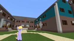 Size: 1334x750 | Tagged: safe, artist:bluemeganium, artist:topsangtheman, cloud kicker, pegasus, pony, topsangtheman's minecraft server, house, looking at you, minecraft, photoshopped into minecraft, solo