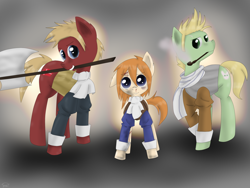 Size: 2048x1536 | Tagged: safe, artist:askponybrandenburg, earth pony, pegasus, pony, brandenburg, bruised, clothes, female, hetalia, injured, male, mare, mouth hold, pipe, ponified, smoking, stallion