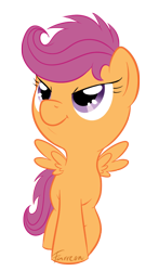 Size: 500x850 | Tagged: safe, artist:furreon, scootaloo, pegasus, pony, cute, cutealoo, female, filly, simple background, solo, transparent background