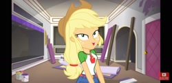 Size: 2220x1080 | Tagged: safe, screencap, applejack, better together, diy with applejack, equestria girls, upscaled, youtube