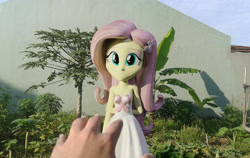 Size: 2278x1440 | Tagged: safe, artist:efk-san, edit, editor:fathzoli, fluttershy, equestria girls, 3d, blender, cute, hand, irl, looking at you, photo, photoshop, plant, shyabetes, tree