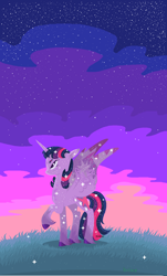 Size: 936x1548 | Tagged: safe, artist:lloline, twilight sparkle, twilight sparkle (alicorn), alicorn, pony, ethereal mane, female, mare, ms paint, raised hoof, solo, starry mane, stars, twilight (astronomy)