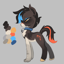 Size: 1017x1011 | Tagged: safe, artist:apple_nettle, oc, oc only, oc:onyx serenade, hippogriff, bell, chest fluff, collar, female, hippogriff oc, reference, simple background, solo