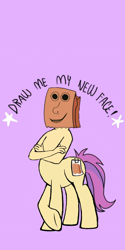 Size: 1080x2160 | Tagged: safe, artist:calebtyink, artist:paperbagpony, oc, oc:paper bag, anthro, centaur, earth pony, pony, ponytaur, taur, draw me my new face, exploitable meme, meme, ponytaur universe