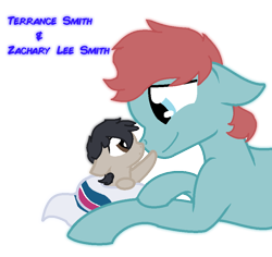 Size: 876x828 | Tagged: safe, artist:xxtyronendip4everxx, artist:xxwerecatdipperxx, oc, oc only, oc:terrance, oc:zachary, pony, baby, baby pony, blanket, boop, female, male, mother and child, mother and son, parent and child, simple background, transparent background