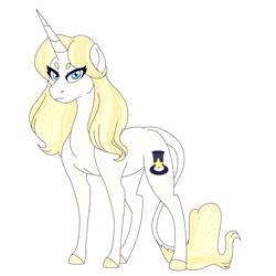 Size: 2096x2096 | Tagged: safe, artist:loxotictoxic, oc, oc:midnight glory, classical unicorn, unicorn, cloven hooves, leonine tail, offspring, parent:prince blueblood, parent:trixie, parents:bluetrix, solo, unshorn fetlocks