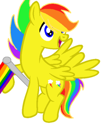 Size: 437x529 | Tagged: safe, artist:circuspaparazzi5678, oc, oc:electro thunderflash, pegasus, pony, base used, gay, gay pride flag, male, multicolored hair, pride, pride flag, pride month, rainbow hair, requested art, solo