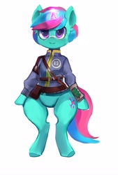 Size: 2691x3973 | Tagged: safe, artist:plasma fall, oc, oc:plasma fall, unicorn, fallout equestria, clothes, simple background, suit, white background