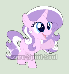 Size: 304x325 | Tagged: safe, artist:azura-spirit-soul, artist:selenaede, diamond tiara, pony, unicorn, alternate hairstyle, alternate universe, base used, blank flank, female, filly, gray background, missing accessory, missing cutie mark, open mouth, race swap, raised hoof, redesign, simple background, solo, watermark