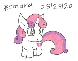 Size: 744x579 | Tagged: safe, artist:cmara, sweetie belle, pony, unicorn, female, filly, solo, traditional art