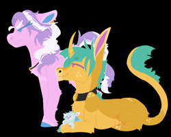 Size: 1250x1000 | Tagged: safe, artist:lepiswerid, diamond tiara, snails, oc, oc:snow pearl, earth pony, pony, unicorn, angry, annoyed, baby, baby pony, black background, collar, father and child, father and daughter, female, freckles, jewelry, looking up, lying down, male, married, married couple, marsverse, messy mane, mother and child, mother and daughter, necklace, parent and child, parent:diamond tiara, parent:snails, parents:diamondsnail, redesign, scowl, simple background